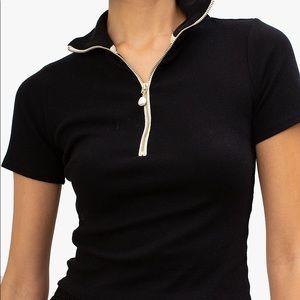 NWT Donni Zip Up Short Sleeve in Black